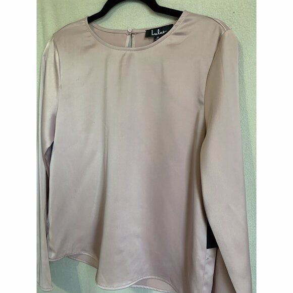 Lulus Dusty Pink Satin Top Size M Long Sleeves Quiet Luxury Romantic Soft Girl - Picture 5 of 10